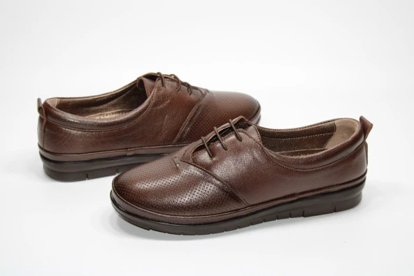 HANIMCA HAKİKİDERİ DÜZ TABAN BAĞCIKLI TOPUK DİKENİ JEL TABAN KADIN GÜNLÜK RAHAT AYAKKABI - 2