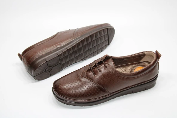 HANIMCA HAKİKİDERİ DÜZ TABAN BAĞCIKLI TOPUK DİKENİ JEL TABAN KADIN GÜNLÜK RAHAT AYAKKABI - 3