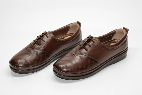 HANIMCA HAKİKİDERİ DÜZ TABAN BAĞCIKLI TOPUK DİKENİ JEL TABAN KADIN GÜNLÜK RAHAT AYAKKABI - 4