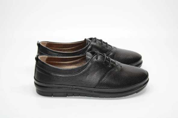 HANIMCA HAKİKİDERİ DÜZ TABAN BAĞCIKLI TOPUK DİKENİ JEL TABAN KADIN GÜNLÜK RAHAT AYAKKABI - 6