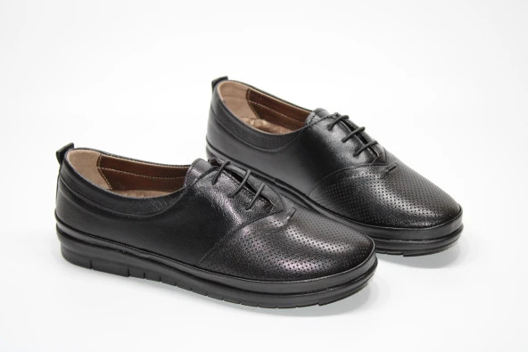 HANIMCA HAKİKİDERİ DÜZ TABAN BAĞCIKLI TOPUK DİKENİ JEL TABAN KADIN GÜNLÜK RAHAT AYAKKABI - 7