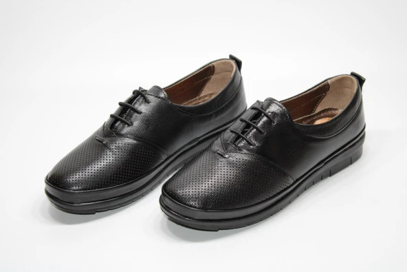 HANIMCA HAKİKİDERİ DÜZ TABAN BAĞCIKLI TOPUK DİKENİ JEL TABAN KADIN GÜNLÜK RAHAT AYAKKABI - 9