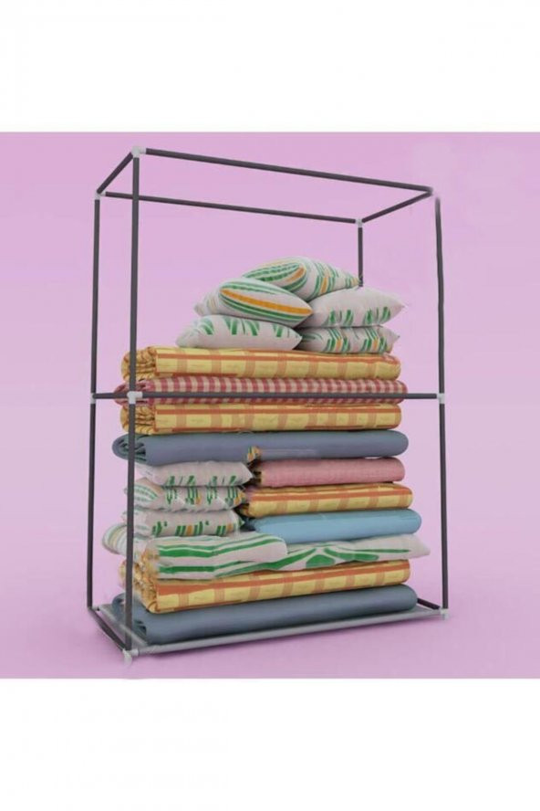 PORMET Bez Dolap Yorgan Hurcu Metal Profilli Yorgan Hurcu Portatif Bez Dolap Metal Profilli