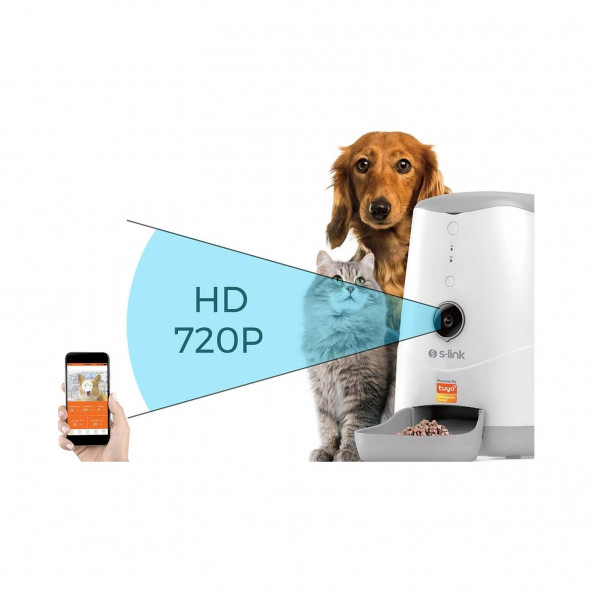 S-Link Swapp SL-20 720P HD Kameralı Akıllı Evcil Hayvan Besleyici Wi-fi Tuya Destekli - 2
