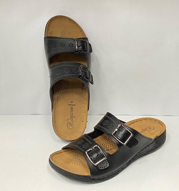 MND ORTOPEDİK ÇİÇEK DESEN ÇİFT TOKA AYARLANABİLİR KADIN GÜNLÜK EV-SOKAK TERLİĞİ - 7