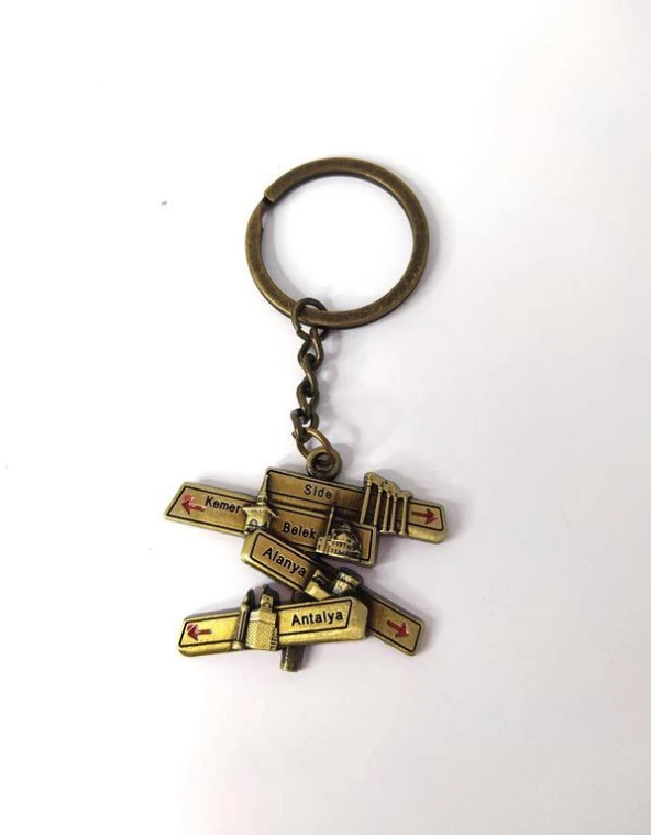 Metal Anahtarlık  Antalya Alanya Kemer Side Belek Yazılı Çanta Süsü - Resim 2