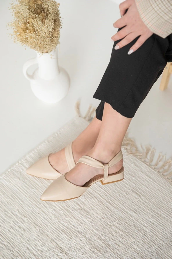 MND ALÇAK KARE ÖKÇE YANLARI AÇIK BİLEKTEN SARGILI KADIN GÜNLÜK-ABİYE AYAKKABI - 4