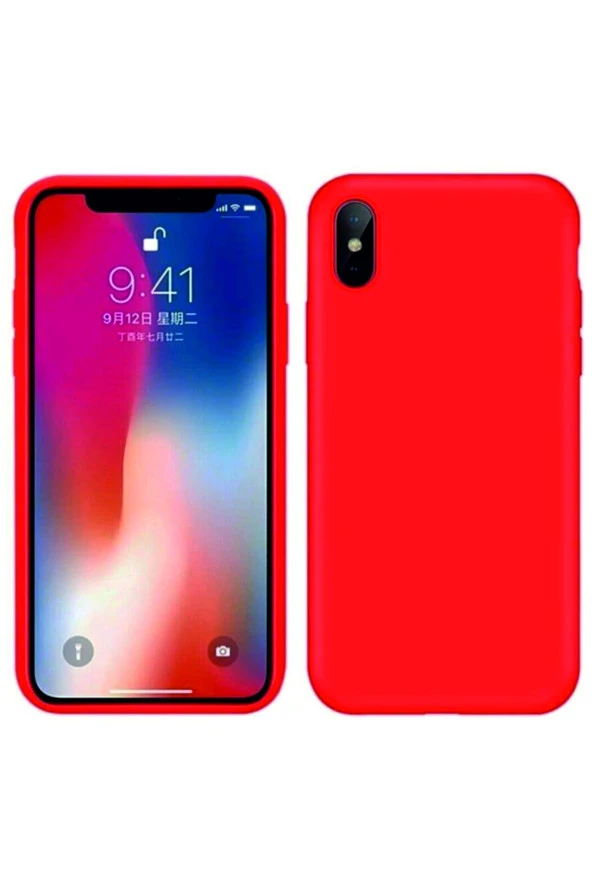 IPhone X Kırmızı Silikon Rubber Kılıf Arka Kapak