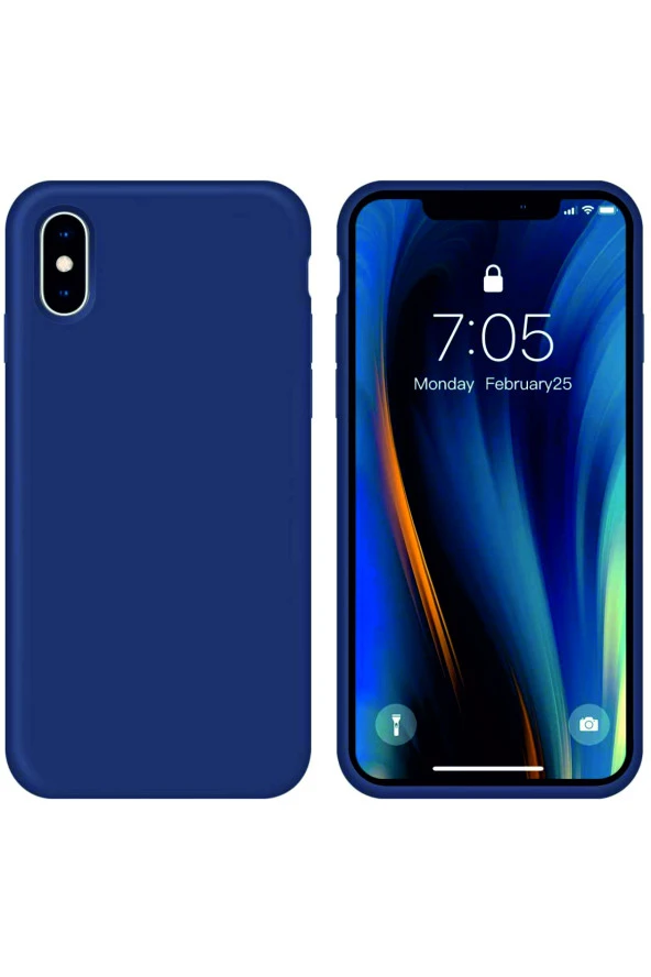 IPhone XS Lacivert Silikon Rubber Kılıf Arka Kapak