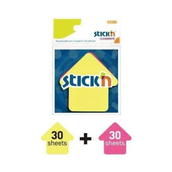 Gıpta Stick'n 76 x 76 Ok Şekil Yarı Saydam 2 Neon Renk 60 Yaprak