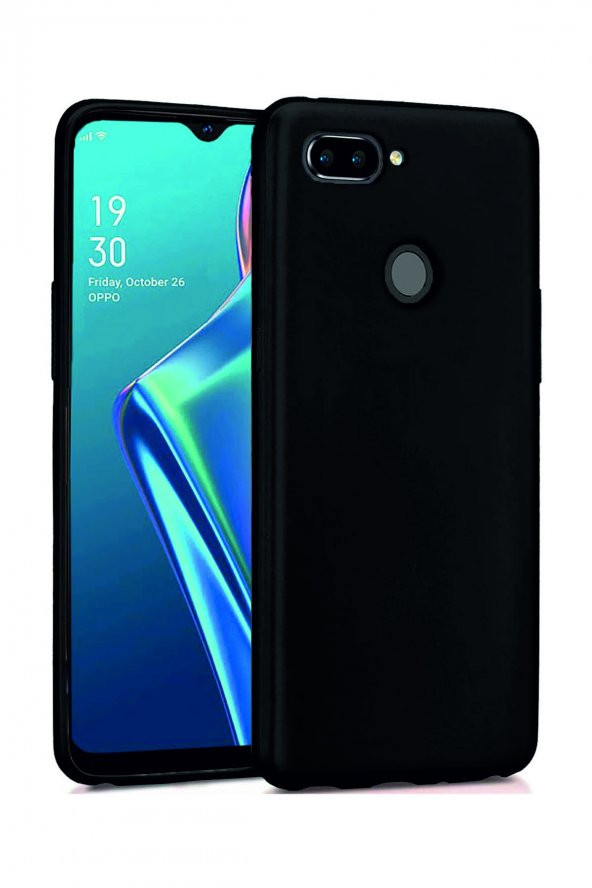 Oppo A12 Siyah Silikon Rubber Kılıf Arka Kapak