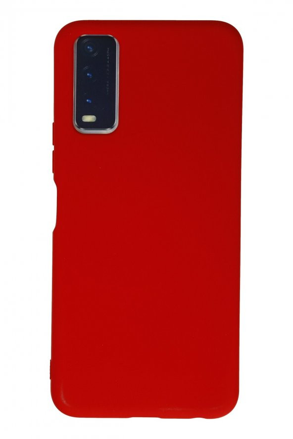 Vivo Y20 Kırmızı Silikon Rubber Kılıf Arka Kapak