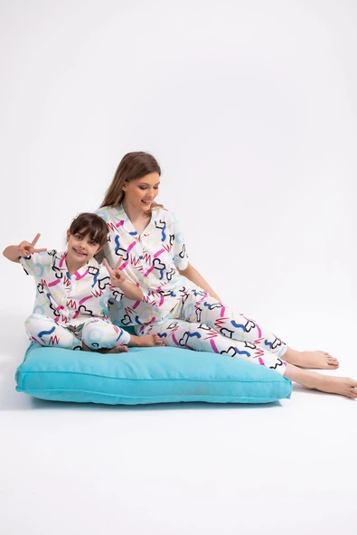 Roly Poly 2786 Garson Love Krem Kız Çocuk Gömlek Pijama Takımı - 2