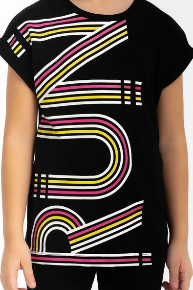 Roly Poly 2776 Run Siyah Kız Çocuk Bermuda Tayt Takım - 4