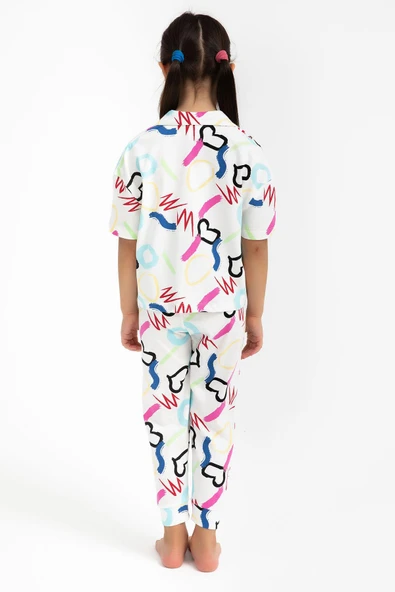 Roly Poly 2786 Garson Love Krem Kız Çocuk Gömlek Pijama Takımı - 5