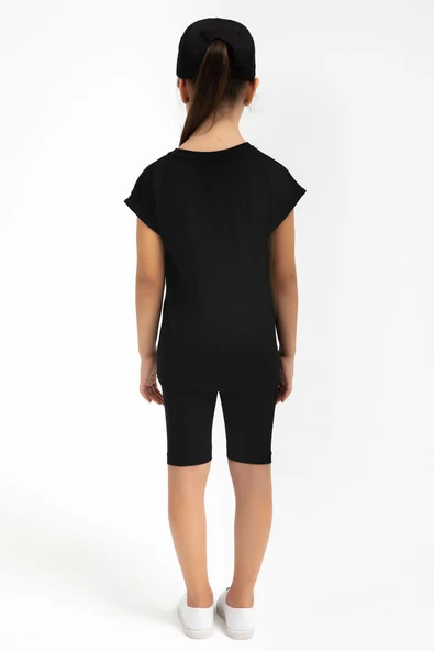 Roly Poly 2776 Run Siyah Kız Çocuk Bermuda Tayt Takım - 5