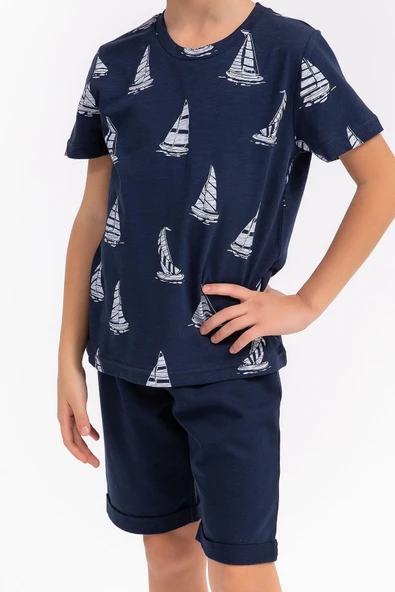 Arnetta 1993 Garson Sailor Lacivert Erkek Çocuk Bermuda Takım - 4