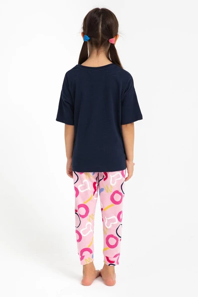 Roly Poly 2800 Big Thanks Lacivert Kız Çocuk Pijama Takımı - Resim 5