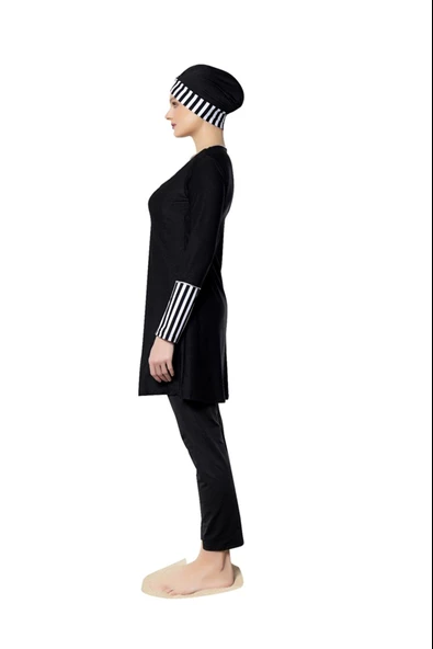 Ruko Maio 22130-1 Çizgili Micro Lycra Kumaş Tam Tesettür Mayo - 2