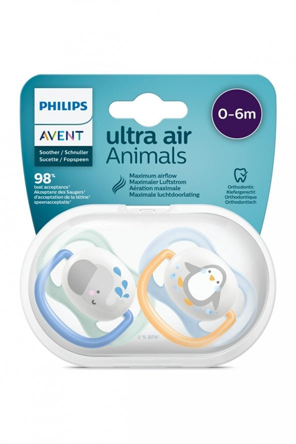Philips Avent Ultra Air Animals 2li Emzik 0-6 Ay Erkek