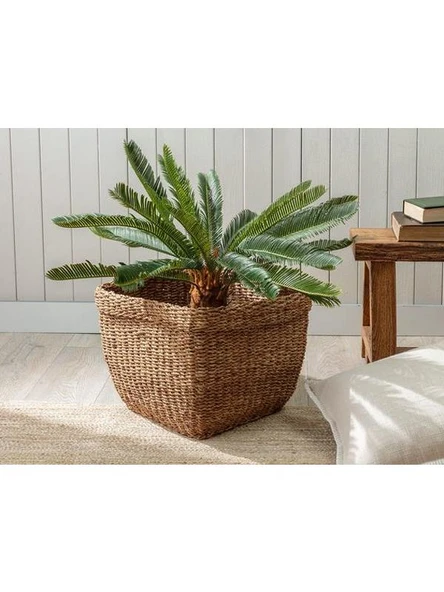 Madame Coco Benedite Küçük Hasır Sepet - Toprak 32x32 cm ürün görseli 1