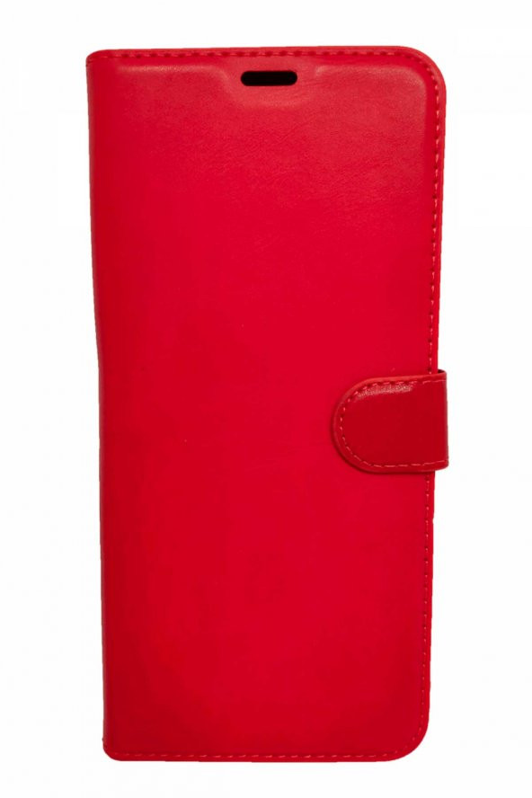 Xiaomi Redmi 9A Cüzdan Kılıf Kapaklı Stantlı Kırmızı