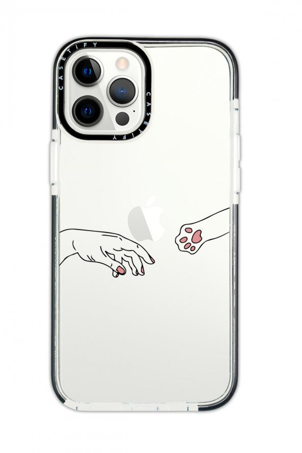 iPhone 11 Pro Max Casetify Hand and Paw Desenli Anti Shock Premium Silikonlu Siyah Kenar Detaylı Telefon Kılıfı