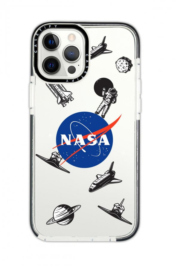 iPhone 11 Pro Max Casetify Nasa Desenli Anti Shock Premium Silikonlu Siyah Kenar Detaylı Telefon Kılıfı
