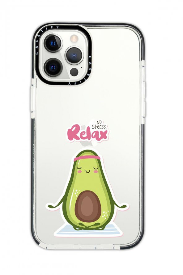 iPhone 11 Pro Max Casetify Relax Desenli Anti Shock Premium Silikonlu Siyah Kenar Detaylı Telefon Kılıfı