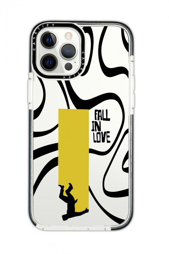 iPhone 11 Pro Max Casetify Fall In Love Desenli Anti Shock Premium Silikonlu Siyah Kenar Detaylı Telefon Kılıfı