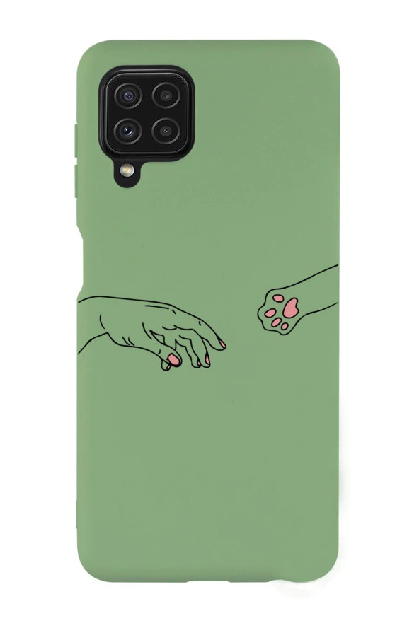 Galaxy M22 Uyumlu Hand and Paw Desenli Premium Silikonlu Lansman Telefon Kılıfı