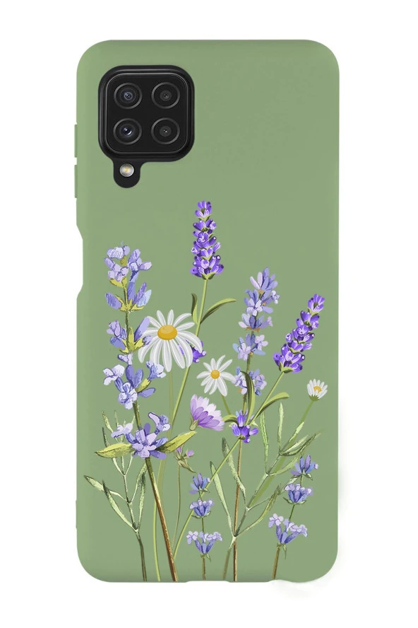 Galaxy M22 Uyumlu Lavender Desenli Premium Silikonlu Lansman Telefon Kılıfı