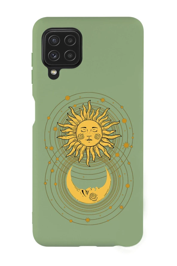 Galaxy M32 Uyumlu Moon and Sun Desenli Premium Silikonlu Lansman Telefon Kılıfı