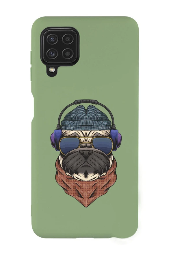 Galaxy M32 Uyumlu Pug Desenli Premium Silikonlu Lansman Telefon Kılıfı