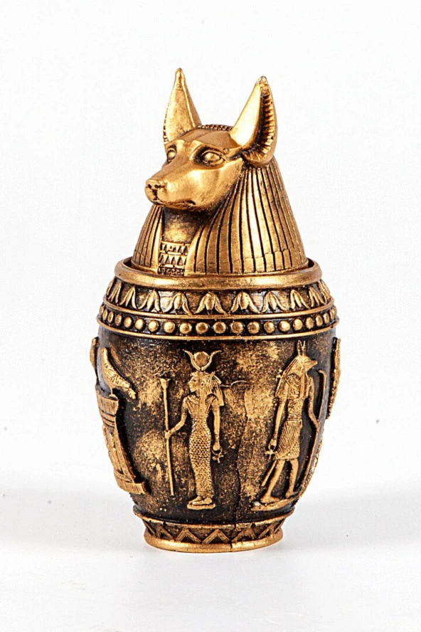 Polyester Antik Mısır Tanrısı Anubis Biblo Kapaklı Kutu - Resim 6