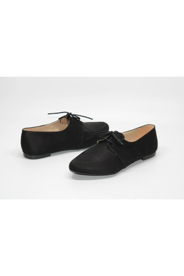 SEDEF KAYMAZ DÜZ TABAN BAĞCIKLI KLASİK - SPOR SİYAH GÜNLÜK BABET AYAKKABI - 2