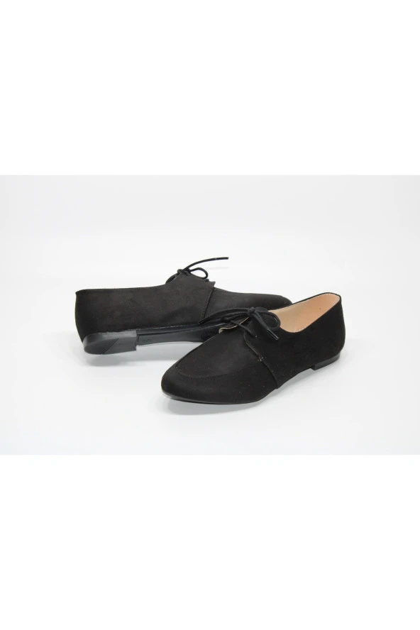 SEDEF KAYMAZ DÜZ TABAN BAĞCIKLI KLASİK - SPOR SİYAH GÜNLÜK BABET AYAKKABI - 3