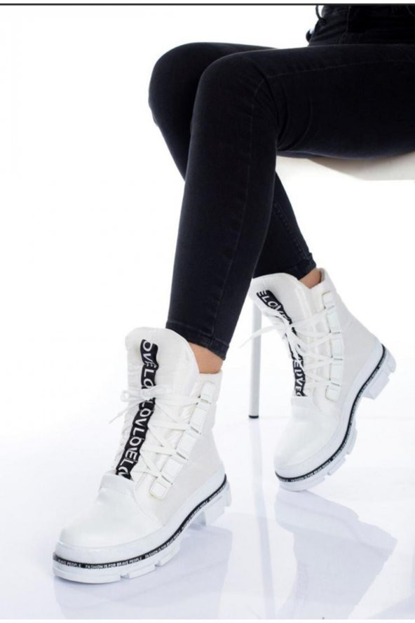 Beyaz Kadın Kar Bot Ayakkabı - 2