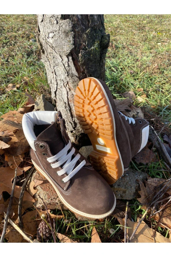 HAKİKİ DERİ OUTDOOR-TREKKİNG BEYAZ BAĞCIKLI KAHVERENGİ - 2