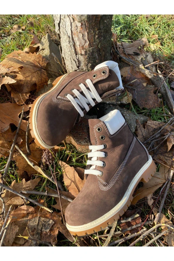 HAKİKİ DERİ OUTDOOR-TREKKİNG BEYAZ BAĞCIKLI KAHVERENGİ - 3