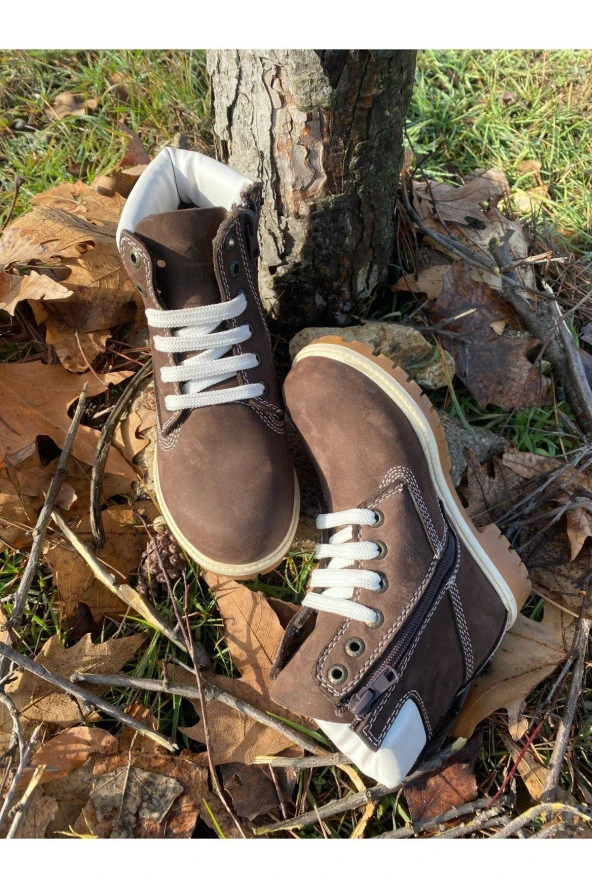 HAKİKİ DERİ OUTDOOR-TREKKİNG BEYAZ BAĞCIKLI KAHVERENGİ - 4