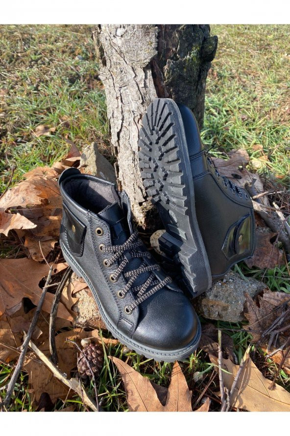 HAKİKİ DERİ OUTDOOR-TREKKİNG BOT FERMUARLI SİYAH