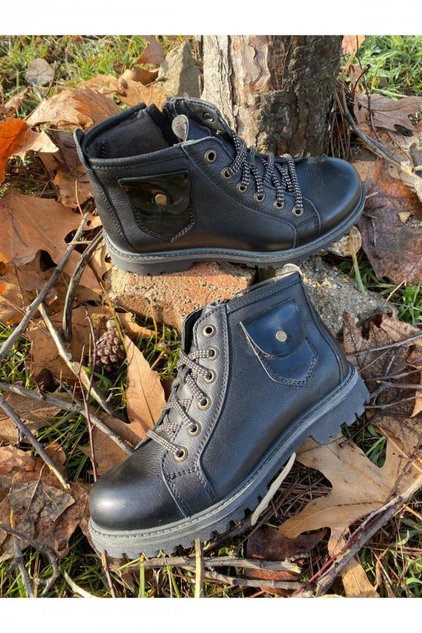 HAKİKİ DERİ OUTDOOR-TREKKİNG BOT FERMUARLI SİYAH - 2