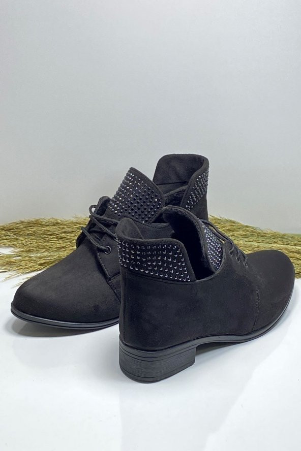 GÜNLÜK TAŞLI KISA SÜET SİYAH BOT - 2