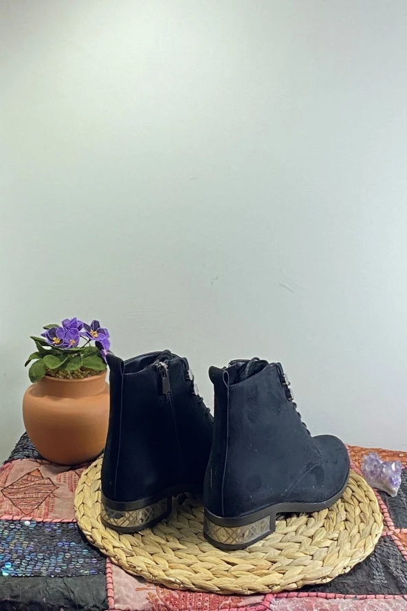 Siyah Süet Topuklu Bot - 3