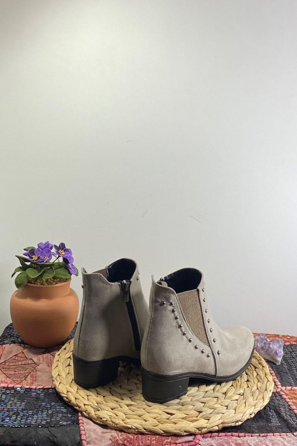 Vizon Kadın Süet Topuklu Bot - 4