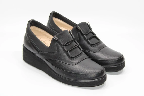 HANIMCA Kadın Siyah Rahat Tabanlı Hakiki Deri Ayakkabı - 9