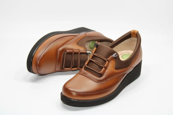 HANIMCA Taba Siyah Rahat Tabanlı Hakiki Deri Ayakkabı - 4