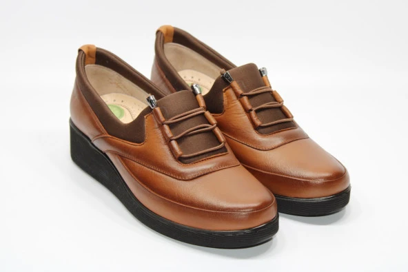 HANIMCA Taba Siyah Rahat Tabanlı Hakiki Deri Ayakkabı - 5