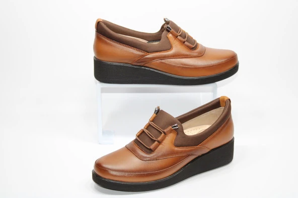 HANIMCA Taba Siyah Rahat Tabanlı Hakiki Deri Ayakkabı - 10